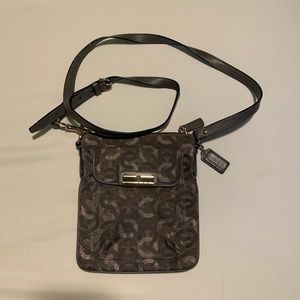 Grey and silver Coach purse